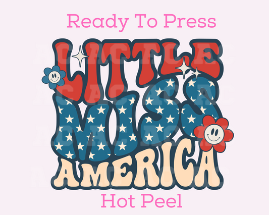 Little Miss America DTF TRANSFER or UV DTF STICKER