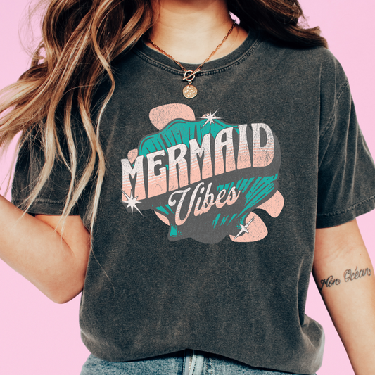 Retro Mermaid Vibes Summer DTF TRANSFER or UV DTF STICKER