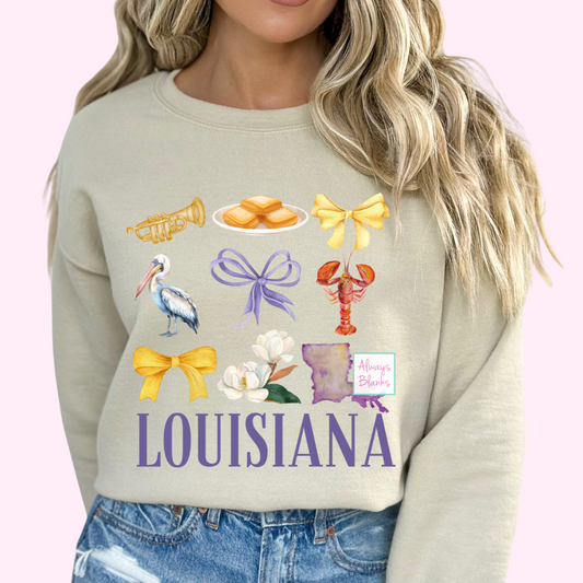 Louisiana Collage Coquette Bow Mardi Gras DTF TRANSFER