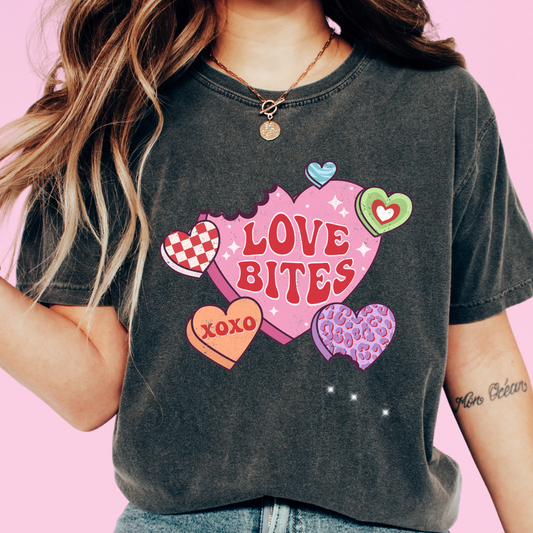 Love Bites Conversation Hearts (Distressed) Valentines Day DTF TRANSFER