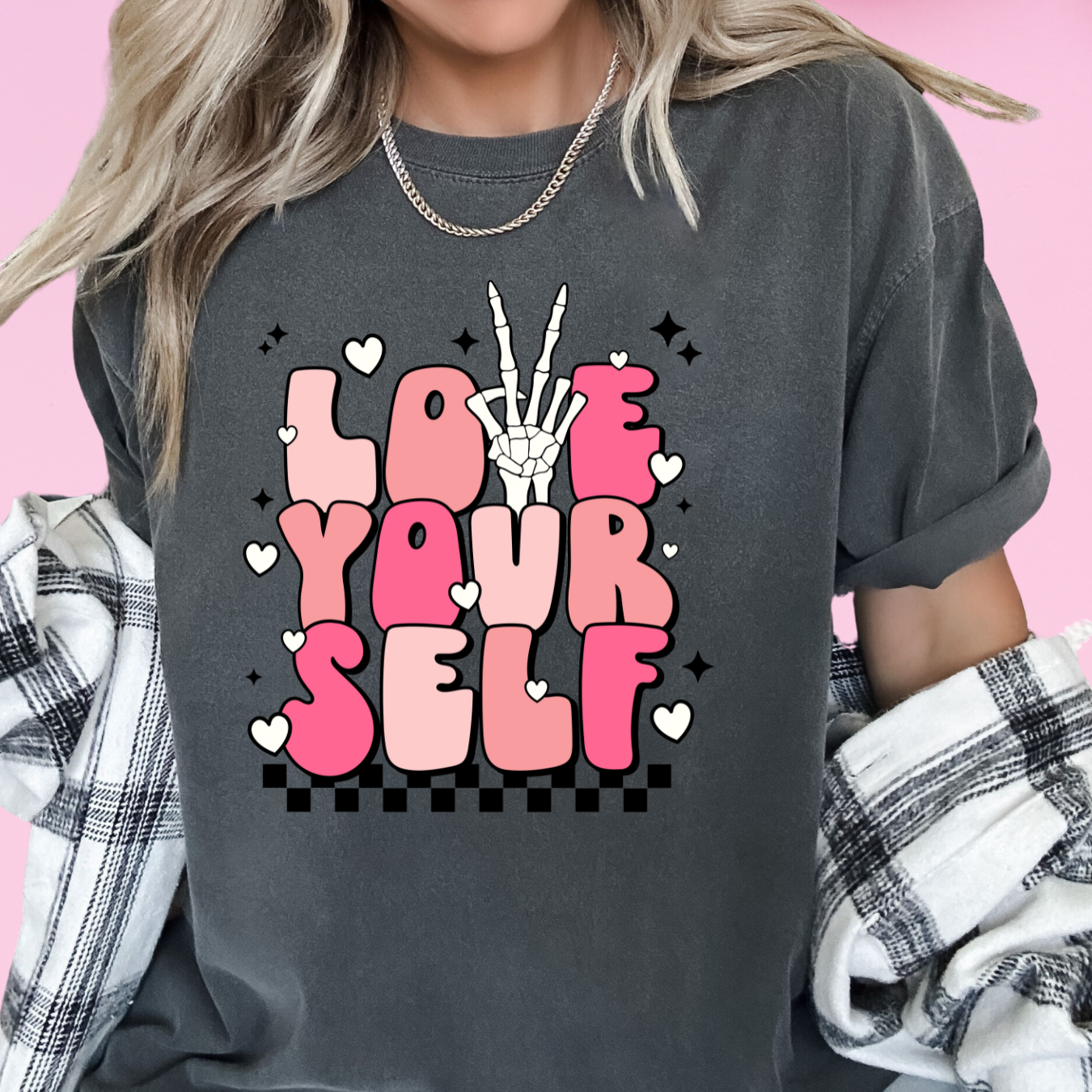 Love Yourself (Checkered) Valentine's Day DTF TRANSFER