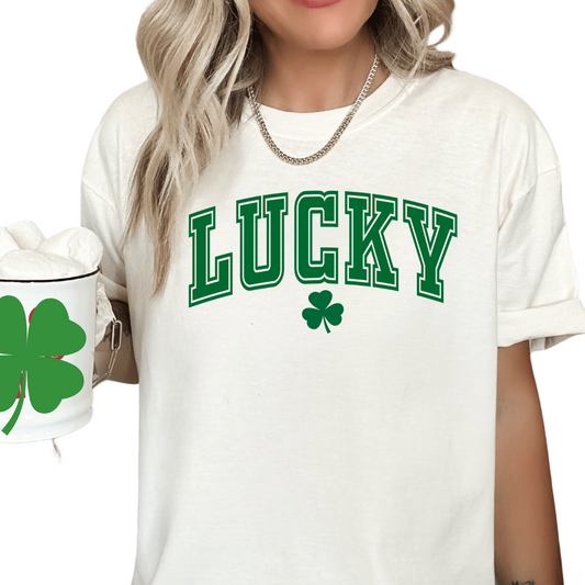 Varsity Lucky (Green) St. Patrick's Day DTF TRANSFER or UV DTF STICKER