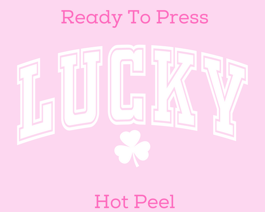 Varsity Lucky (White) St. Patrick's Day DTF TRANSFER or UV DTF STICKER