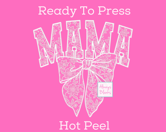 Varsity White Lace Mama (Faux Embroidery) Coquette Bow Trendy Mama DTF TRANSFER or UV DTF STICKER DECAL