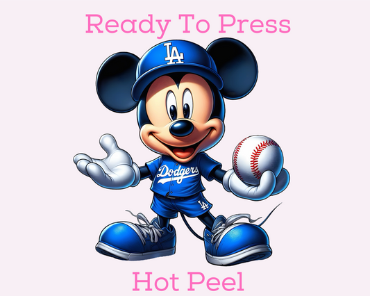 Mickey LA Dodgers Baseball DTF TRANSFER or UV DTF STICKER