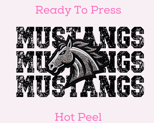 Faux Sequins Mustangs (Distressed) DTF TRANSFER