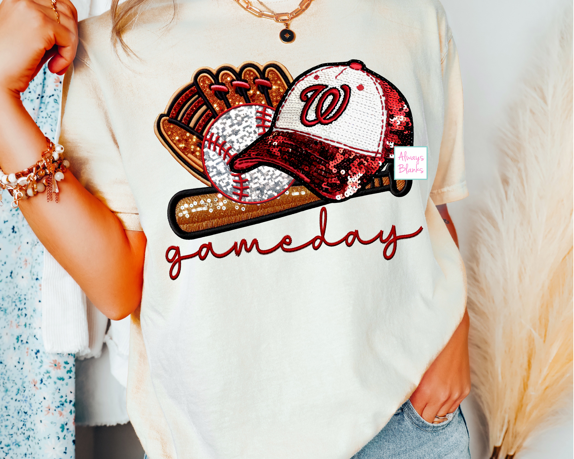 Nationals Baseball Faux Sequins DTF TRANSFER or UV DTF STICKER