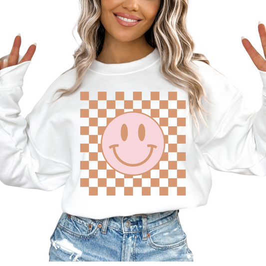 Neutral Checkered Smile Trendy DTF TRANSFER