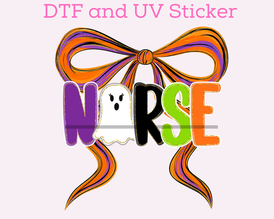 Halloween Bow Nurse DTF TRANSFER or UV DTF STICKER DECAL
