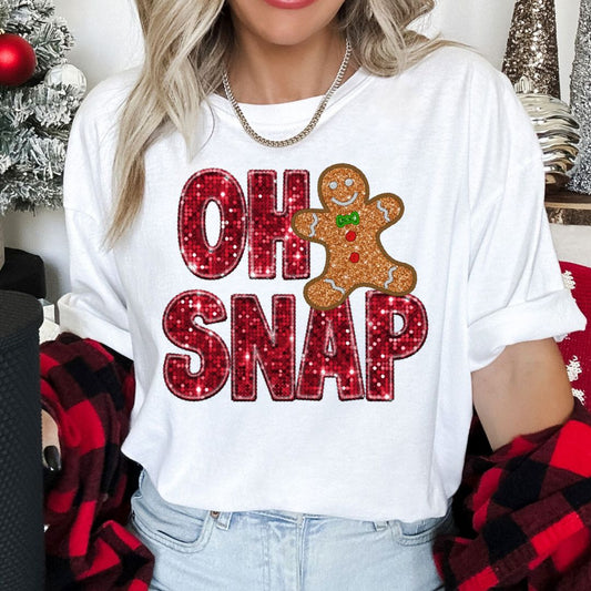 Oh Snap Gingerbread (Faux Sequins) Christmas DTF TRANSFER