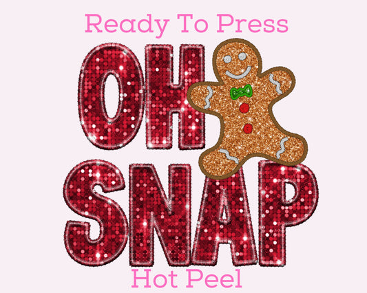 Oh Snap Gingerbread (Faux Sequins) Christmas DTF TRANSFER