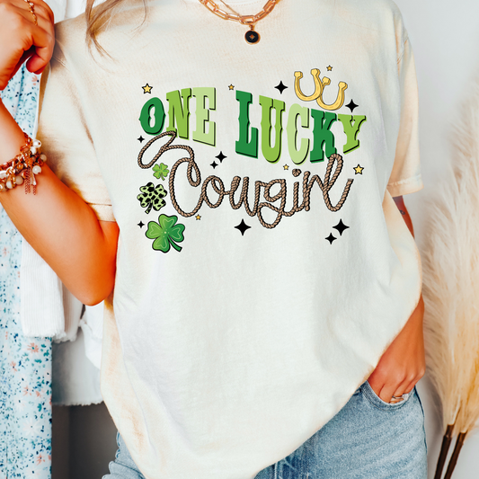One Lucky Cowgirl St. Patrick's Day DTF TRANSFER or UV DTF STICKER