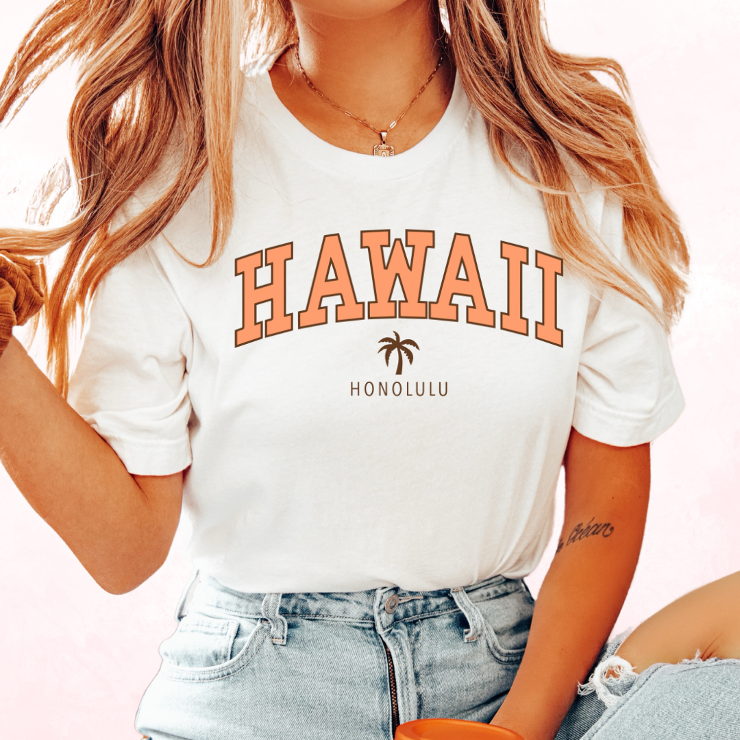 Orange Varsity Hawaii Honolulu Trendy DTF TRANSFER