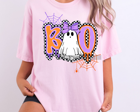 Girl Ghost Boo with Bow Halloween DTF TRANSFER or UV DTF STICKER DECAL