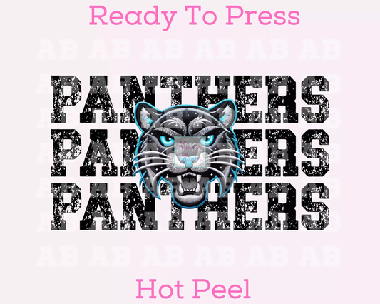 Faux Embroidery Distressed Panthers Sports Mascot DTF TRANSFER