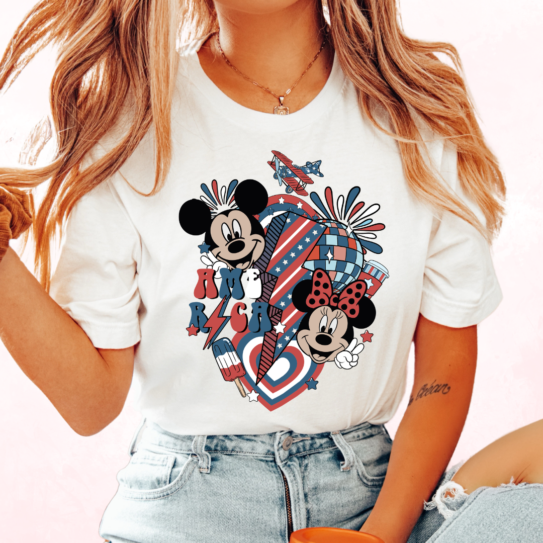 Mickey Minnie Collage Patriotic Disney DTF TRANSFER