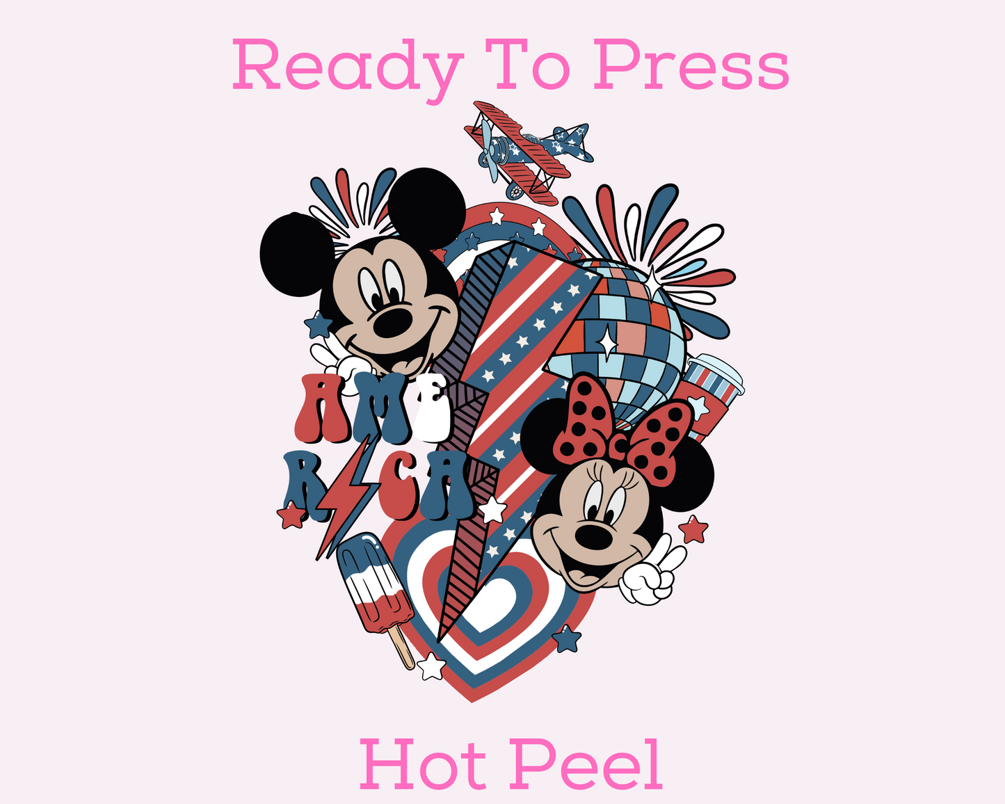 Mickey Minnie Collage Patriotic Disney DTF TRANSFER or UV DTF STICKER DECAL