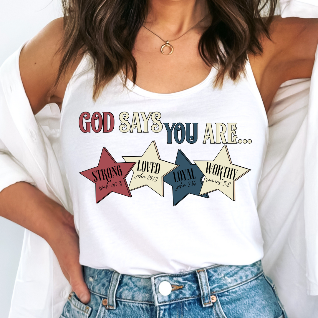 God Says You Are Religious Patriotic DTF TRANSFER