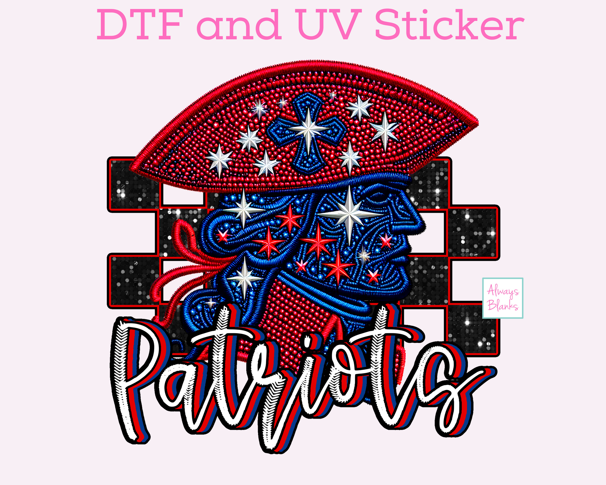 Patriots School Mascot football DTF TRANSFER or UV DTF STICKER