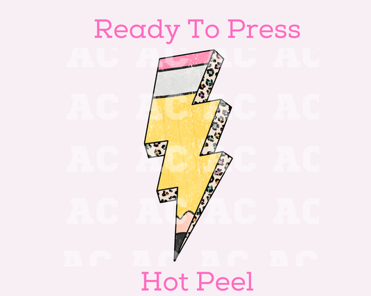 Pencil Bolt DTF TRANSFER or UV DTF STICKER DECAL