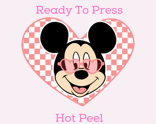 Mickey Checkered Heart Valentines Day Disney DTF TRANSFER