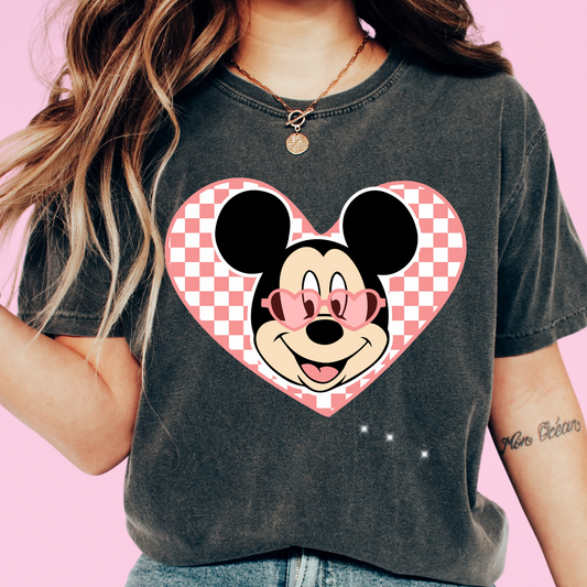 Mickey Checkered Heart Valentines Day Disney DTF TRANSFER