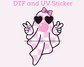 Girl Pink and white Checkered Ghost Blowing Bubble Halloween DTF TRANSFER