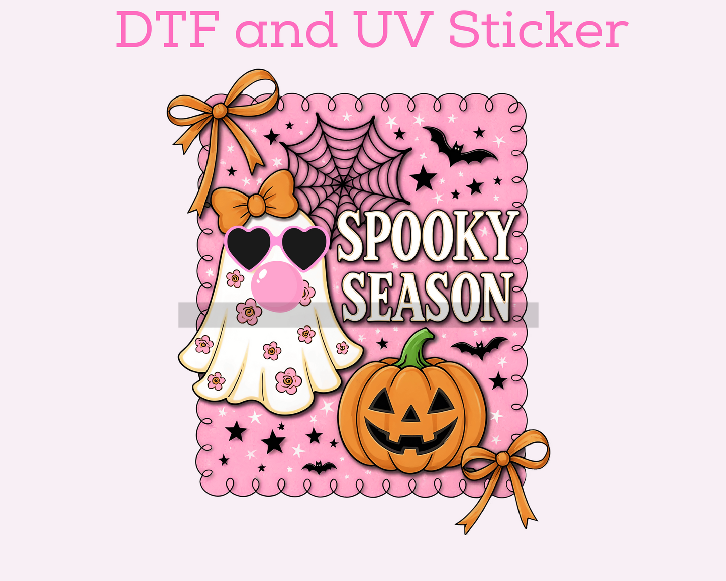 Ghost Spooky Season Card Stamps Halloween DTF TRANSFER or UV DTF STICKER DECAL