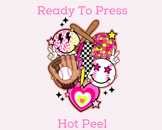 Pink Softball Collage DTF TRANSFER or UV DTF STICKER