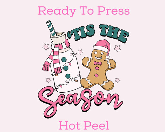 Pink Tis' The Season DTF TRANSFER or UV DTF STICKER