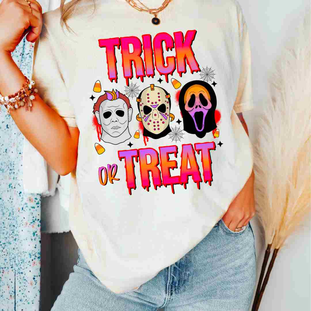 Trick Or Treat Pink Horror DTF TRANSFER