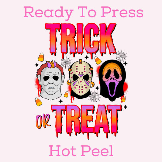 Trick Or Treat Pink Horror DTF TRANSFER