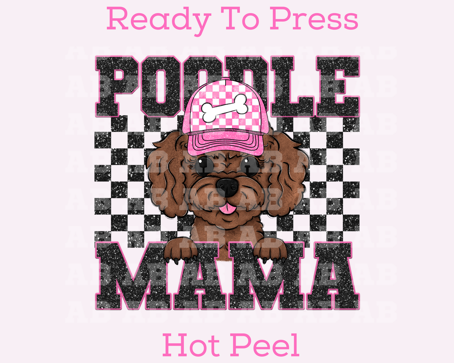 Poodle Mama (Black) Faux Sequins Faux Embroidery Mom DTF TRANSFER