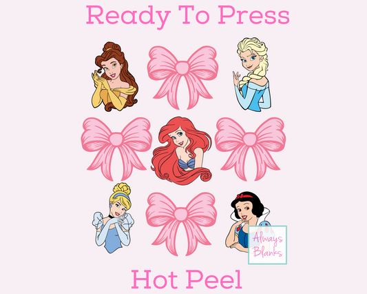 Disney Princess And Pink Coquette Bow Collage Disney Princess DTF TRANSFER