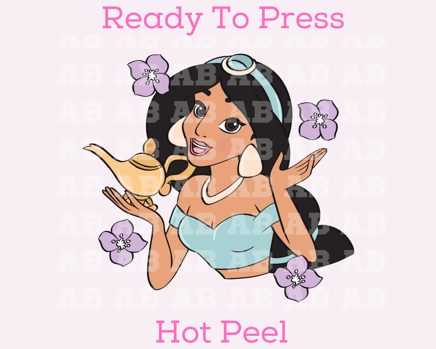 Jasmine With Purple Flowers Disney Princess DTF TRANSFER DTF TRANSFER or UV DTF STICKER