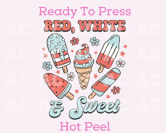 Red, White And Sweet DTF TRANSFER or UV DTF STICKER