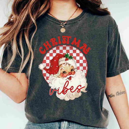 Checkered Retro Christmas Vibes DTF TRANSFER