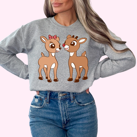 Rudolph And Clarice The Reindeer Christmas DTF TRANSFER  or UV DTF STICKER