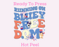 Running Bluey And Freedom Patriotic DTF TRANSFER