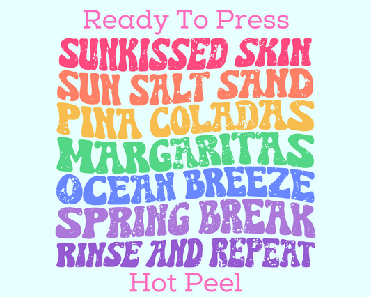 Neon Spring Break DTF TRANSFER or UV DTF STICKER DECAL