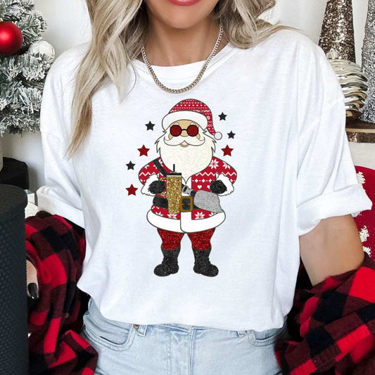 Santa With A Stanley DTF TRANSFER or UV DTF STICKER