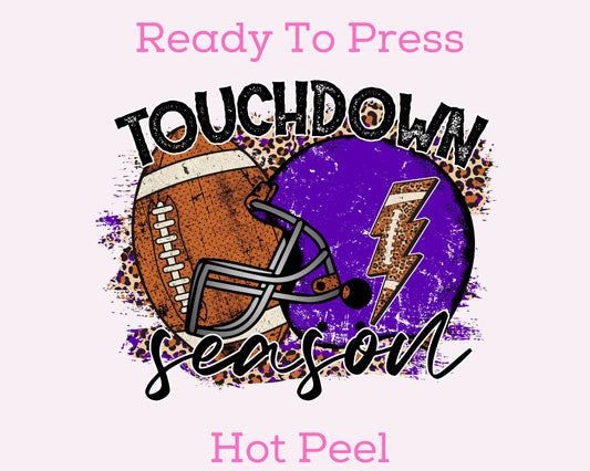 Helmet Touchdown Season (Purple) DTF TRANSFER or UV DTF STICKER DECAL