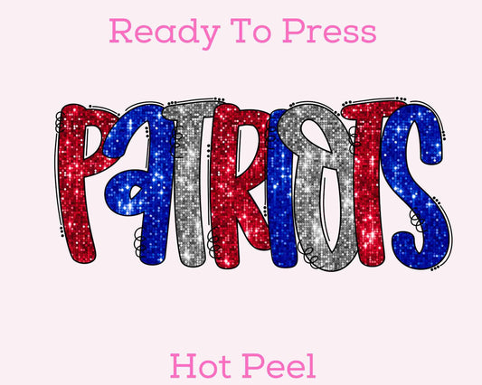 Faux Sequins Patriots School Mascot DTF TRANSFER