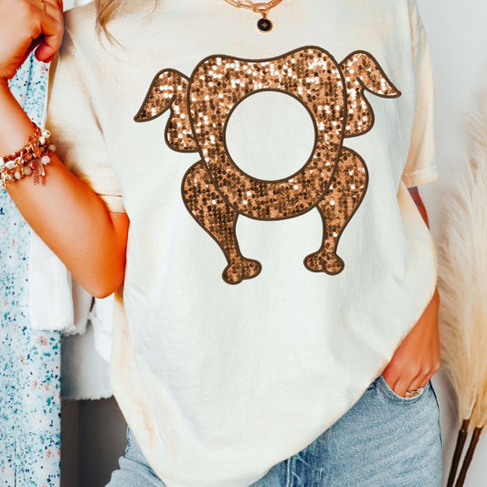 Monogram Turkey (Faux Sequins) DTF TRANSFER or UV DTF STICKER DECAL