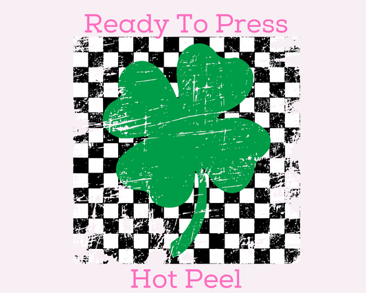 Distressed Checkered St. Patrick's Day Clover DTF TRANSFER or UV DTF STICKER
