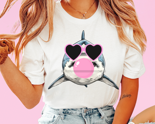 Sharks Blowing Bubble Sports Mascot DTF TRANSFER or UV DTF STICKER