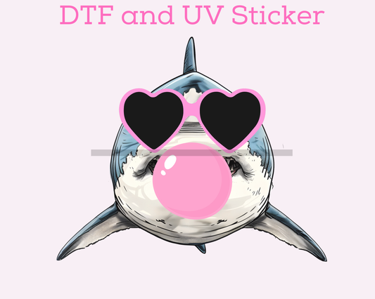 Sharks Blowing Bubble Sports Mascot DTF TRANSFER or UV DTF STICKER