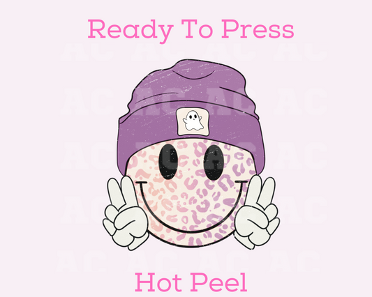 Happy Ghost Beanie DTF TRANSFER