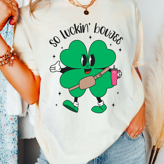 So Luckin' Boujee Clover (Black) St. Patrick's Day DTF TRANSFER