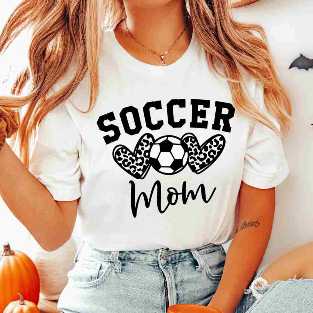 Soccer Mom Leopard Hearts (Black) DTF TRANSFER